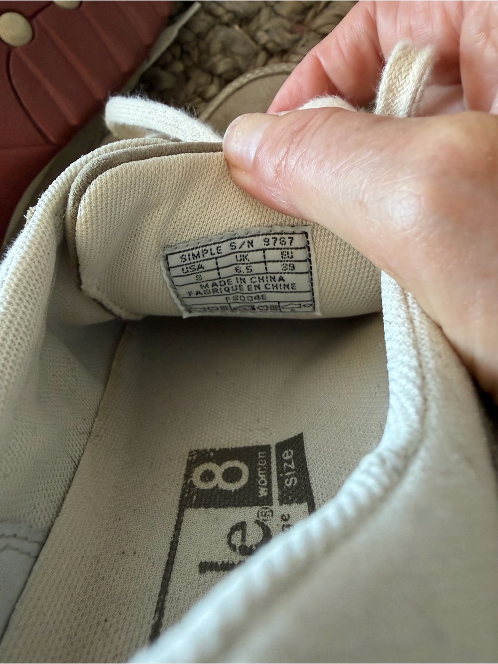 SIMPLE Vintage Beige Suede Lace-Up Sneakers Organic Looking - Picture 8 of 9